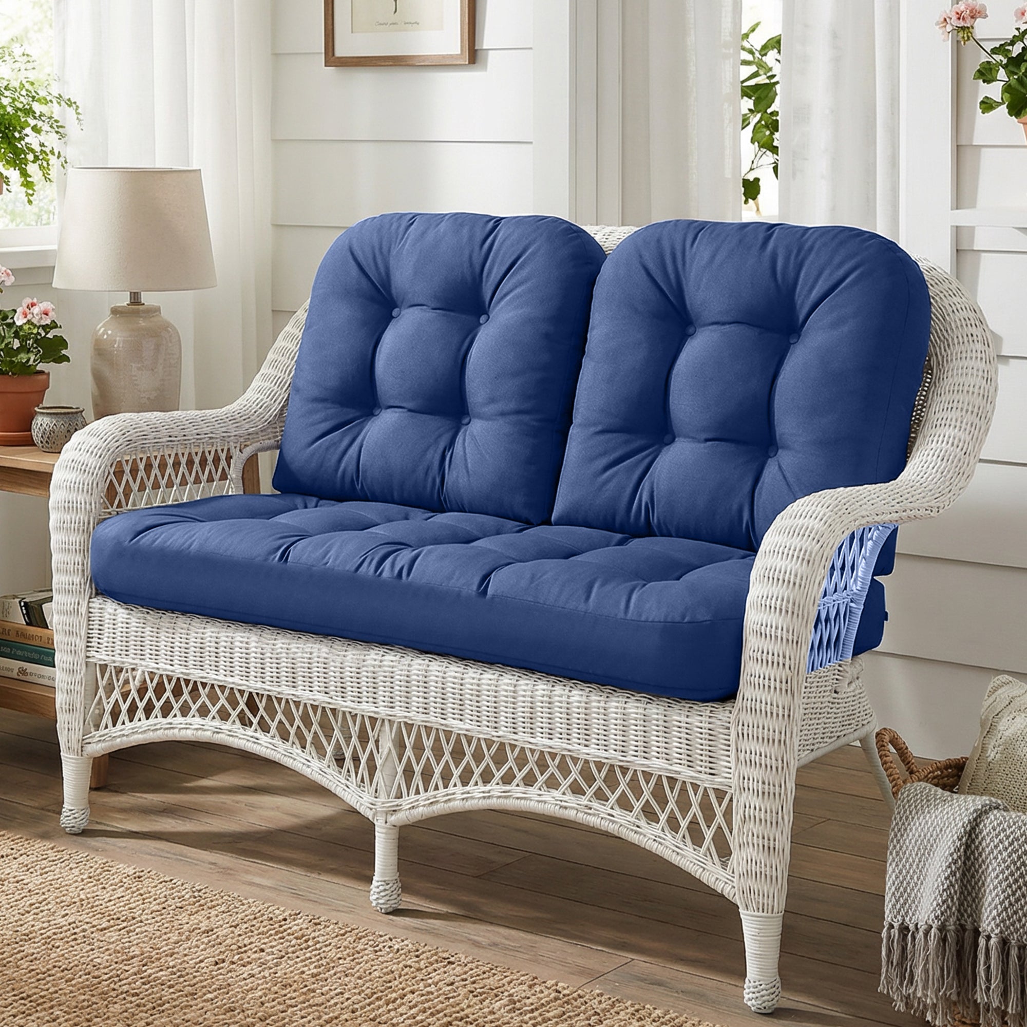 Wicker Chair Cushions Set of 3. Anti-Slip/Waterproof Patio Furniture Chair Cushions. Tufted Outdoor Furniture Cushions 4 Inch Extra Thick.