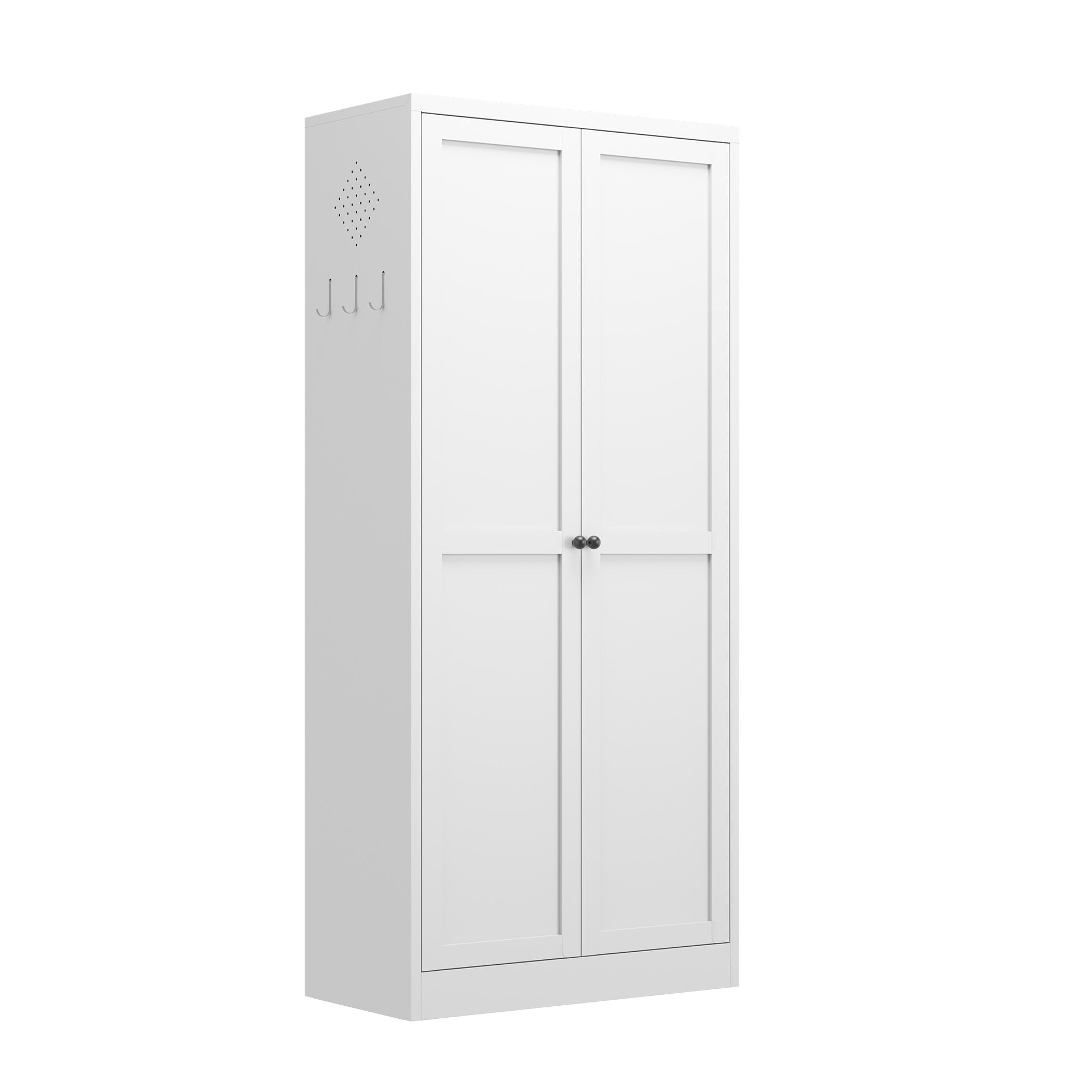 61" White Metal Kitchen Pantry Cabinet – Tall Storage Cabinet with 4 Adjustable Heavy-Duty Shelves