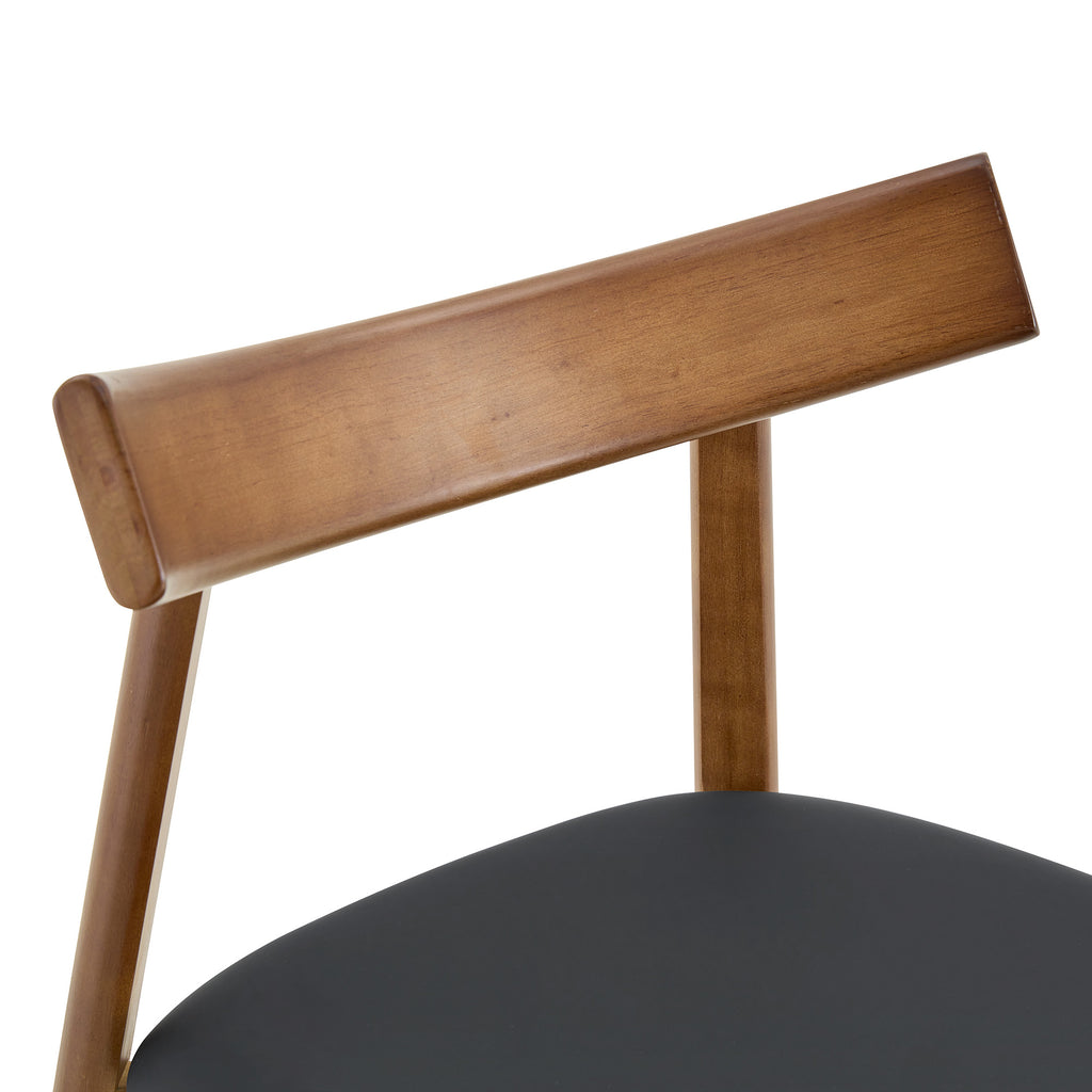 2 Sets Black Pu Walnut Solid Wood Dinning Chairs
