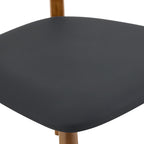 2 Sets Black Pu Walnut Solid Wood Dinning Chairs