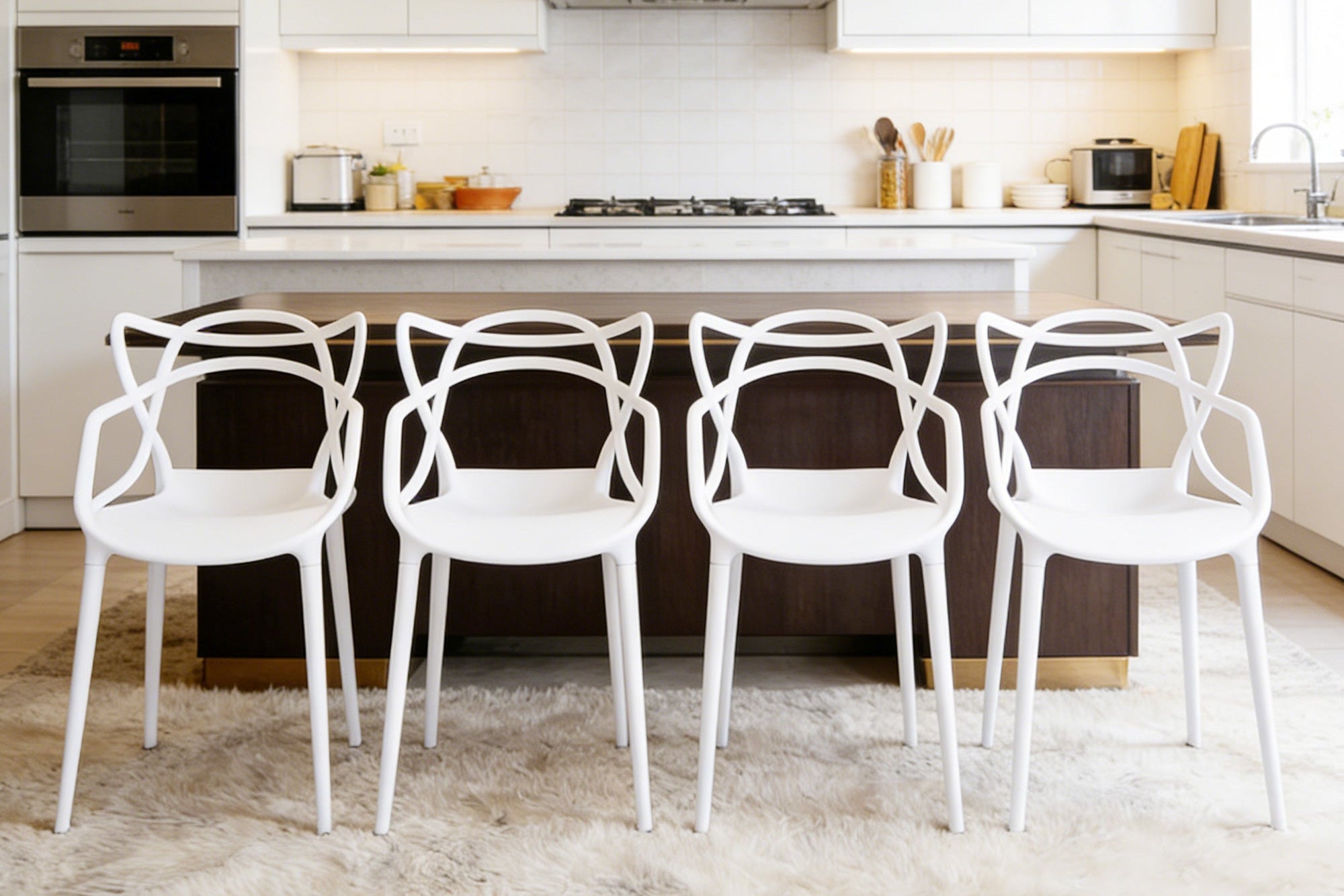 Plastic Dining Chair 4PCS White/Black