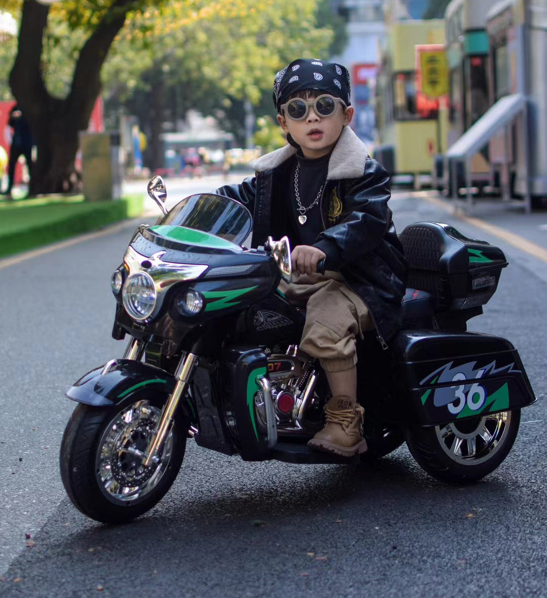 12V Kids Ride On Motorcycle, Electric Toddler Motorcycle Toy with LED Lights, Wireless Music, Large Storage Trunk, Soft PU Seat, Forward & Reverse, Rechargeable Electric Vehicle for 3-6 Years Old
