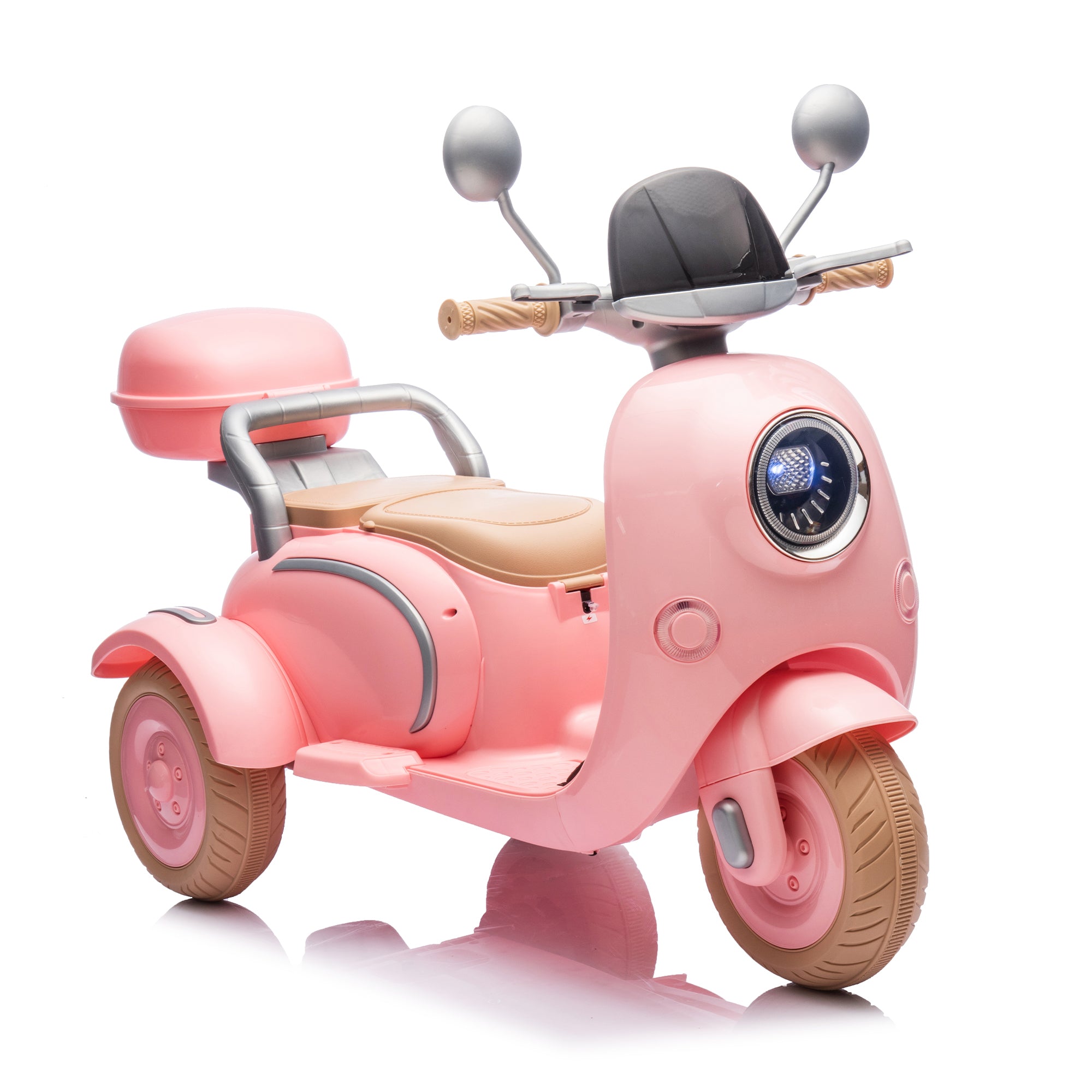 12V 2-Seater Kids Ride-On Motorcycle | Convertible Adult Seat, Bluetooth Music & Extra-Large Storage Trunk  LED Headlight  For Kids 3-6