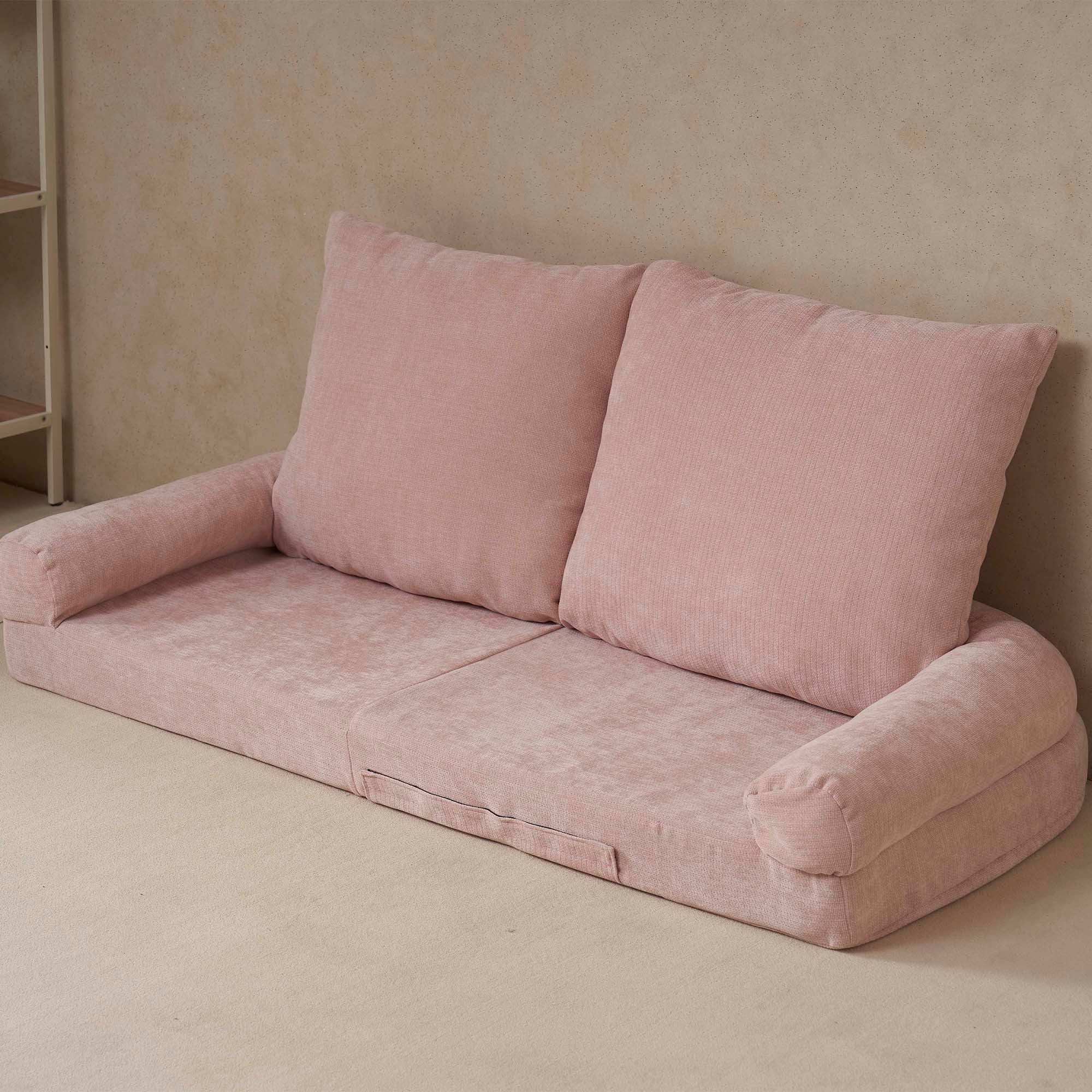 Convertible Fold-Out Single Sofa Bed,Pink,the Right Part of the Complete Product.