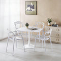 1+4,5pieces dining set, Table metal leg Mid-century Dining Table for 4-6 people With MDF Table Top, Pedestal Dining Table, End Table Leisure Coffee Table,white SET