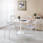 1+4,5pieces dining set, Table metal leg Mid-century Dining Table for 4-6 people With MDF Table Top, Pedestal Dining Table, End Table Leisure Coffee Table,white SET