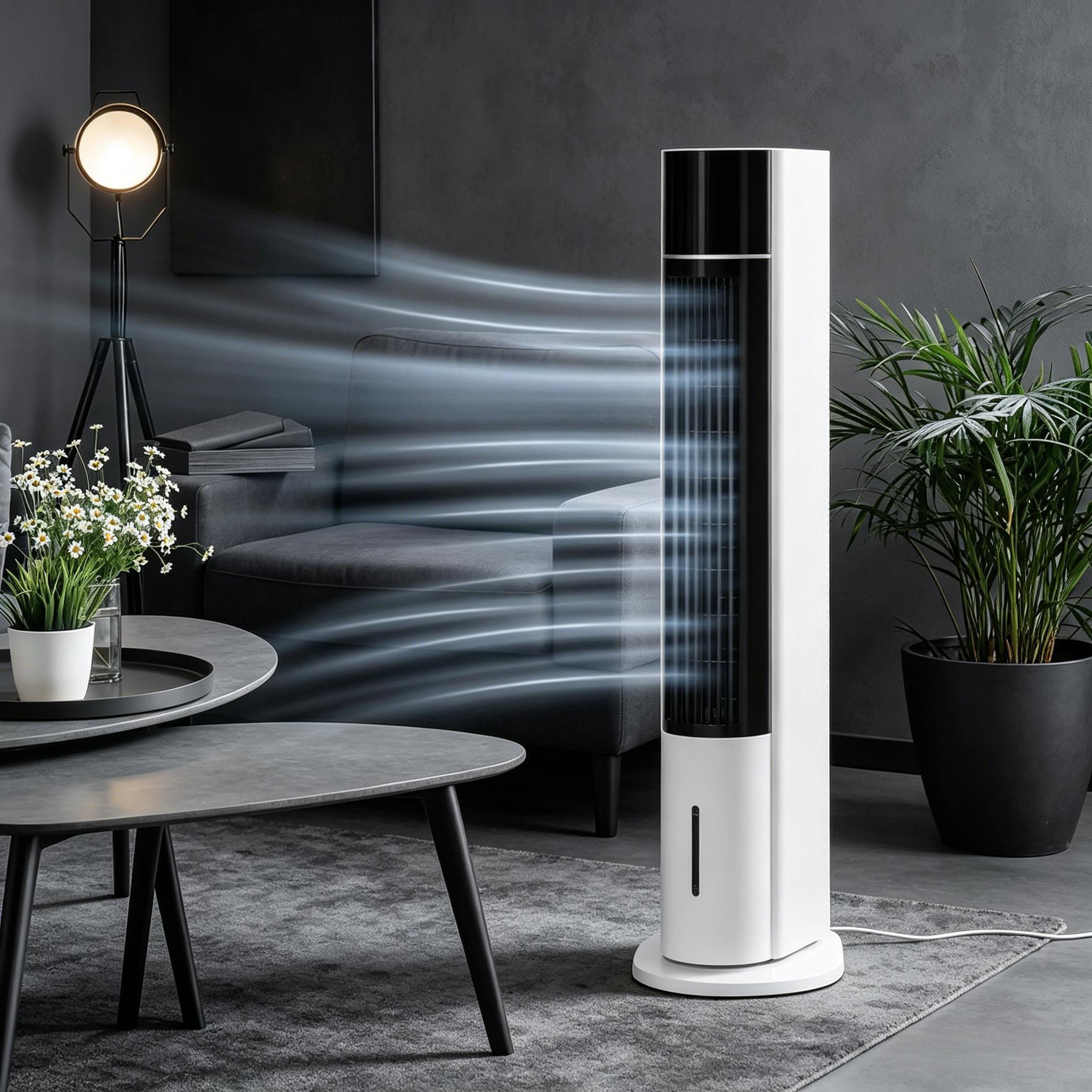 42' White 52° Oscillating Portable Swamp Cooler with Humidifier, 3 Modes, 3 Speeds 3-In-1 Ice Cooling Fan with Humidifier,