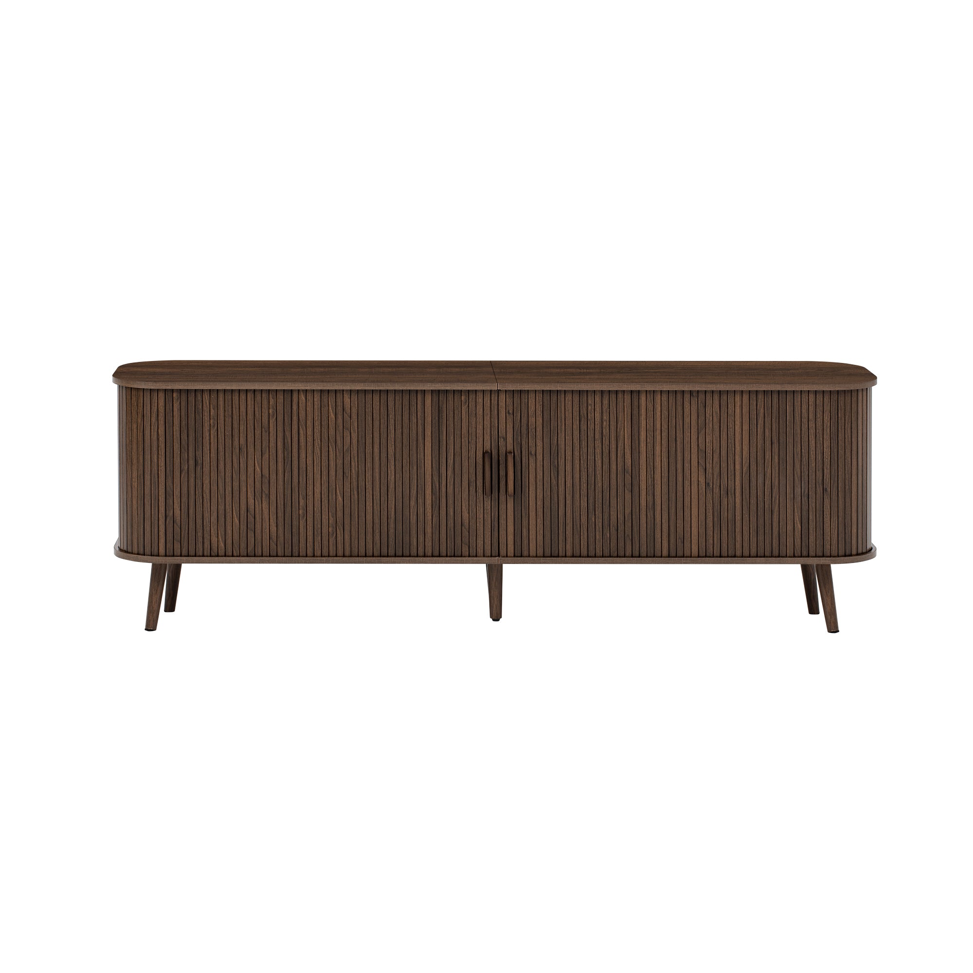 70" Dark Brown TV Stand – Media Console for TVs up to 80", Solid Wood Legs & Ample Storage, MDF Cabinet