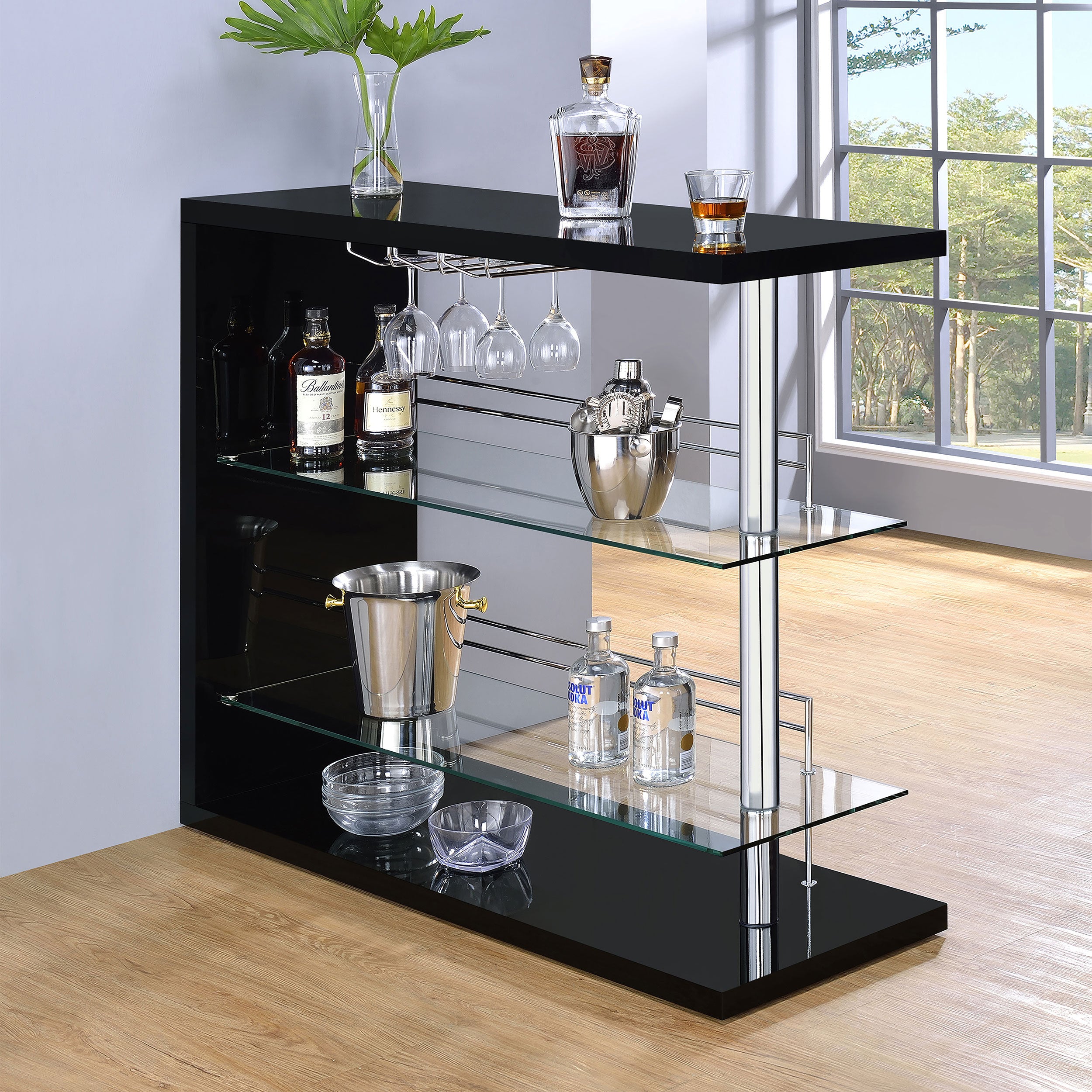 Gilbert Black High Gloss Bar Shelf