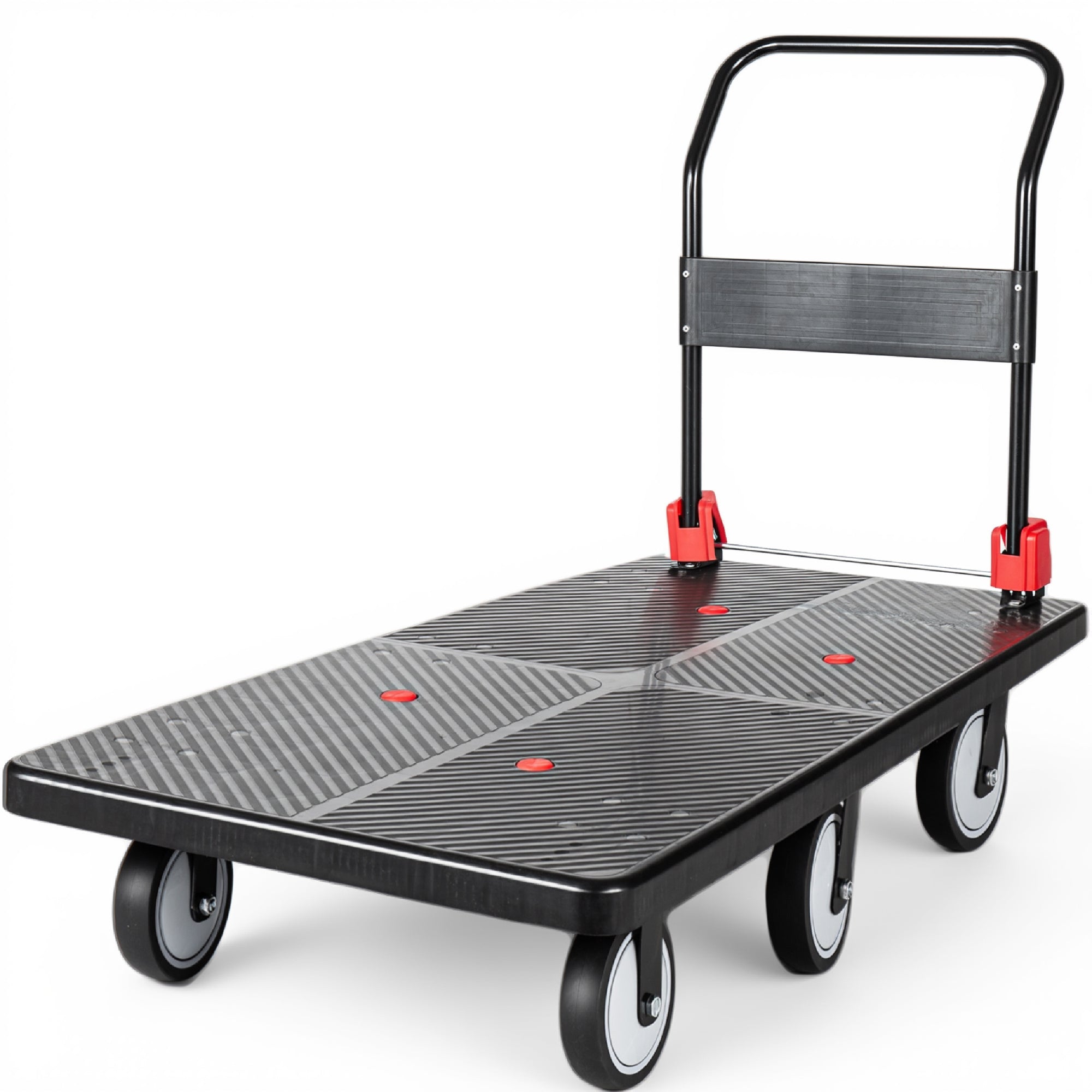 25.5'x51.5' Platform Truck, Foldable Handcart with 6'' TPR 360-Degree Silent Wheels, 1800lbs Heavy-Duty Push Dolly Cart, 4 Steel Load-Bearing Beams for Warehouse Garage Home Use