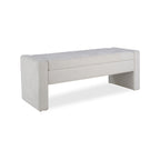 Modern White Upholstered Storage Bench with Tufted Seat, Fabric Ottoman for Bedroom, Entryway, or Living Room, Soft Close Hinge