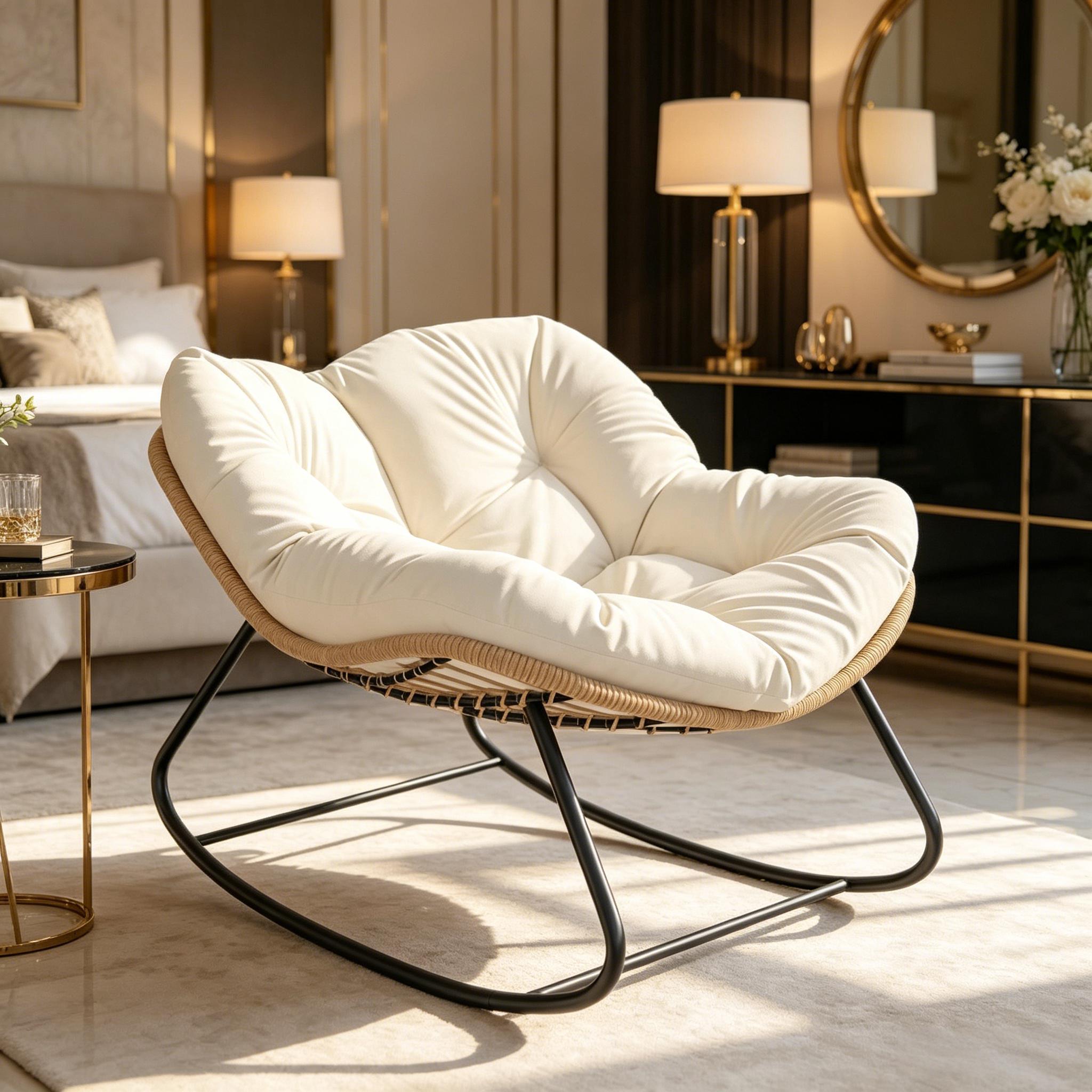 Rocking Egg Chair, Oversized Design with Cushion, Indoor Outdoor Furniture  for Backyard, Patio, Garden