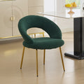 Set of 1 Teddy Fabric Dining Chairs With Curved Backrest and Golden Metal Legs for Kitchen or Dining Room ,Green/Pink