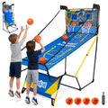 Foldable Basketball Arcade Game, Dual Shot with LED Electronic Scorer, 4 Balls & Pump Included, for Kids Teens Family Indoor Fun