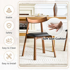 2 Sets Black Pu Walnut Solid Wood Dinning Chairs