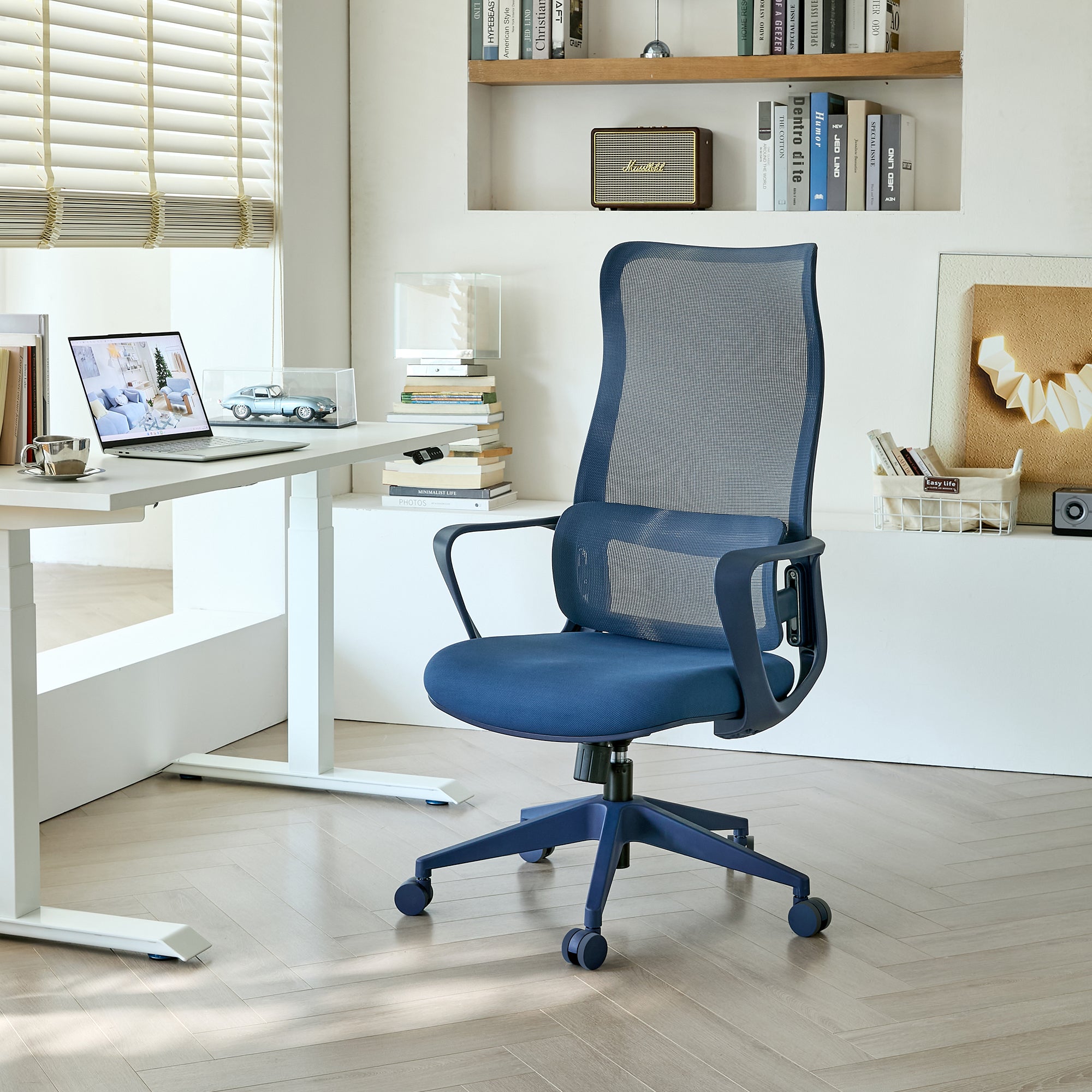 Blue Ergonomic Office Chair – Heavy Duty Mesh Desk Chair, 350LBS Capacity, Adjustable Lumbar Support & Molded Foam Seat