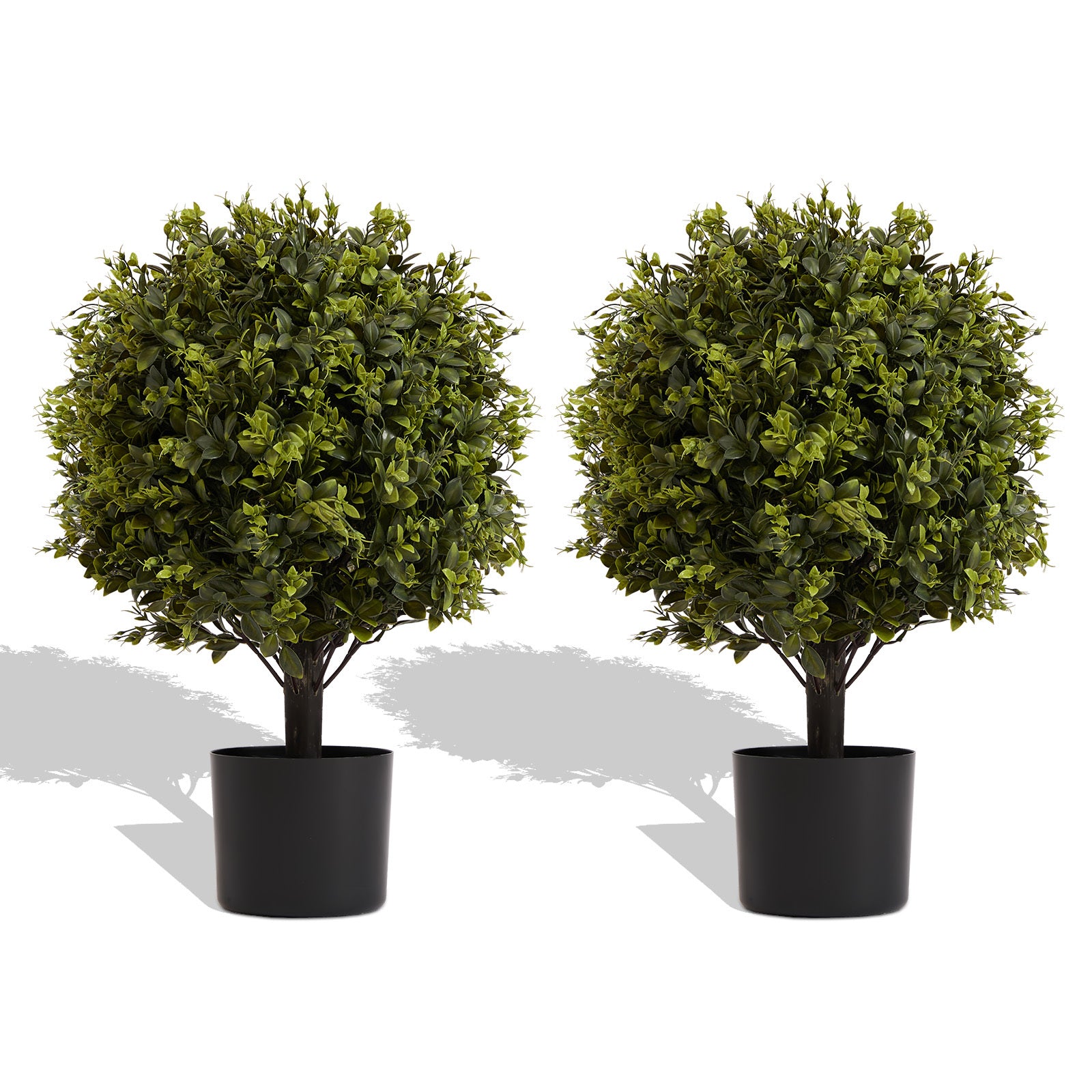 UV Protection Artificial Ball Topiary Tree Decoration in Pot 55cm Green Plastic Set of 2