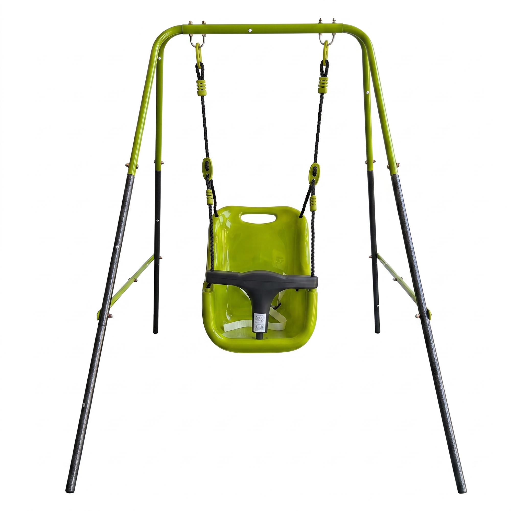 XNS001 Indoor-Outdoor Baby Swing with Safety Seat in Black+Green Steel Frame, 145x94x118 cm