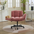 Modern Chenille Swivel Office Chair, Height Adjustable Task Chair with Convertible Multi-Position Armrests, Comfy Double Cushioned Desk Chair for Home, Study,Vanity & Living Room, Blush Pink