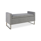 Modern Grey Upholstered Ottoman Bench with Storage, 47' Entryway Seating for Bedroom and Living Room, Metal Base, Solid Wood Frame