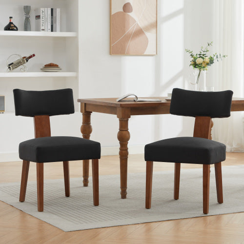Set of 2 Fur Fabric Modern Armless Dining Chairs With Curved backrest and Solid Wooden Legs for Dining Room Living Room ,Ivory
