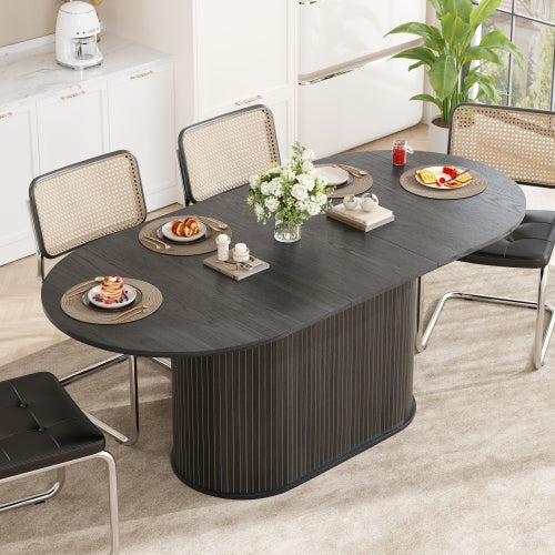 55.11'-70.86' Extendable Dining Table, with Striped Legs for Kitchen