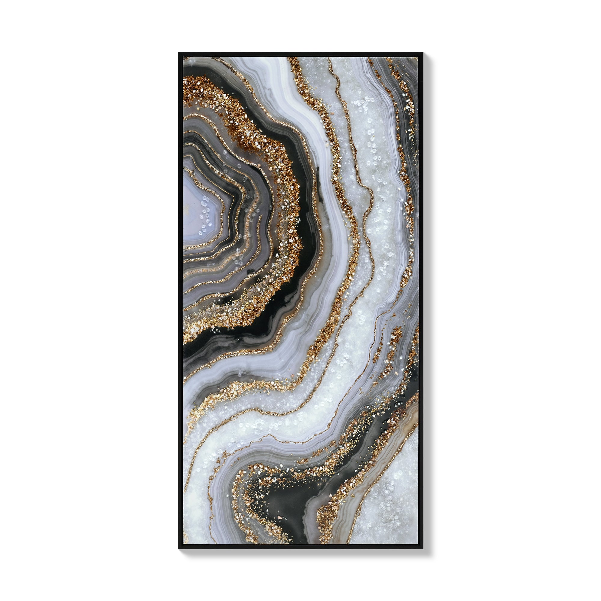 Canvas Painting Wall Art Framed Abstract Canvas Artwork Decor Modern Colorful Black Gray and Gold Picture Marble Print Paintings for Living Room Bedroom Home Office Walls Ready to Hang 20.00' x 40.00'