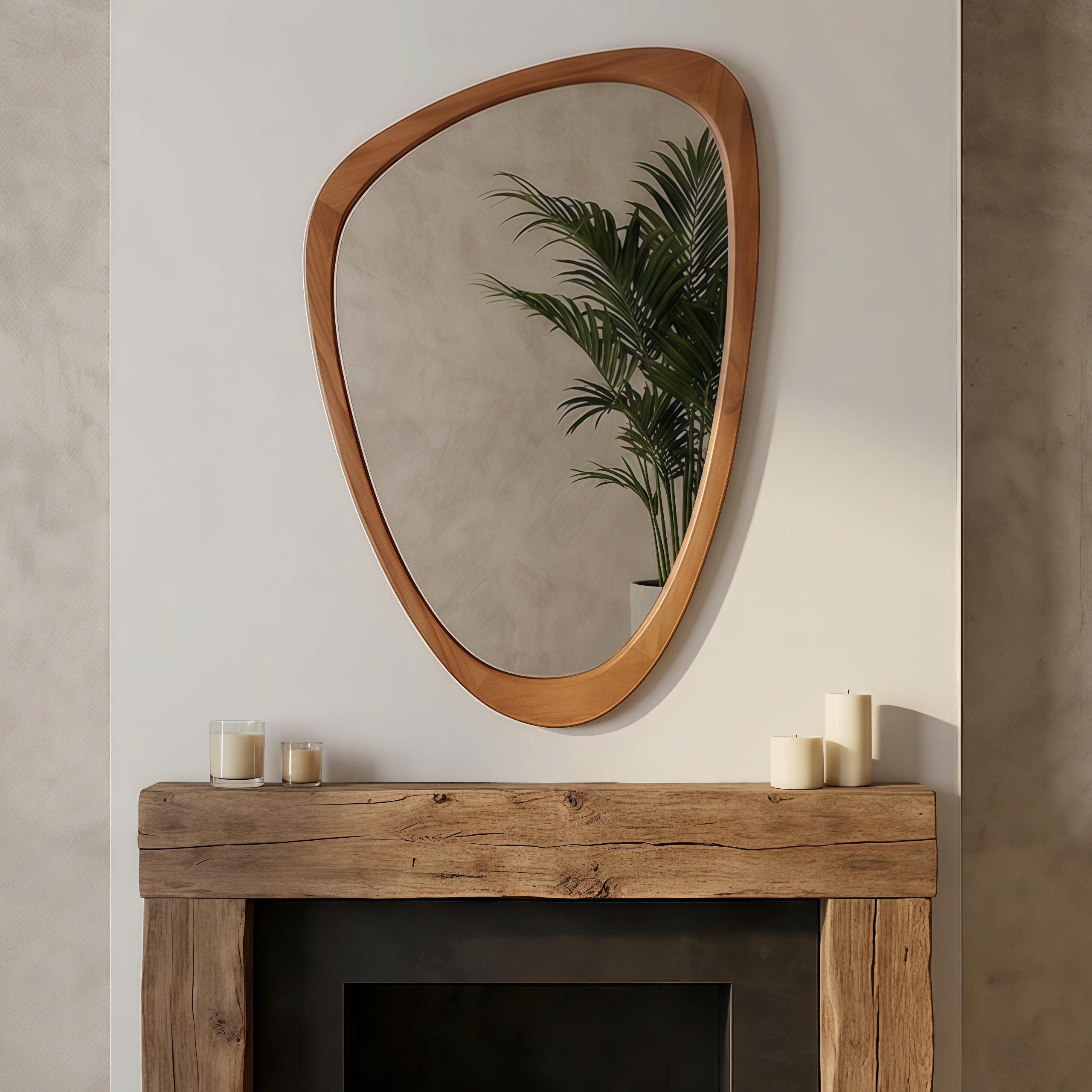 24'x36' Irregular Solid Wood Frame Decorative Mirror,For Bedroom, Bathroom, Living Room, Entryway