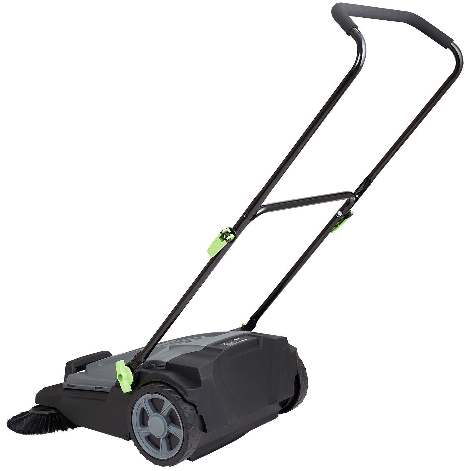 Walk-behind Hand Push Floor Sweeper, 25.6' Sweeping Width Floor Sweeper Manual Non-Electric, 5-Gallon Waste Container, Angle & Height Adjustable Folding Handle for Walkway, Yard, Garage, Patio
