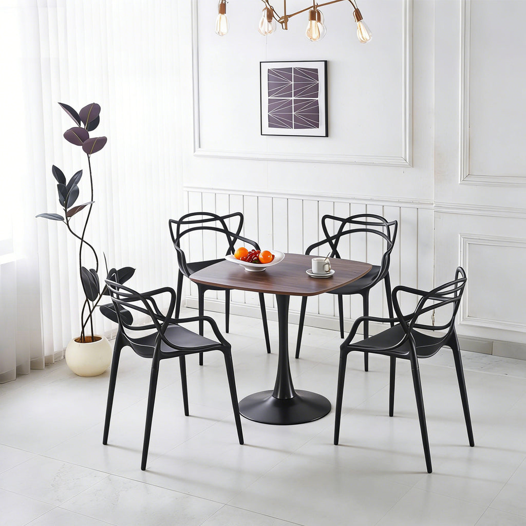 1+4,5pieces dining set, Table metal leg Mid-century Dining Table for 4-6 people With MDF Table Top, Pedestal Dining Table, End Table Leisure Coffee Table
