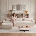 Boneless Sofa,3 Seat High-Quality ,Anti-Slip Design,No Assembly Curved Armrests Streamlined Design,Assembly Chaise 32D High Density Sponge For Living Rooms Bedrooms,White