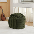 Chenille Fabric Modern Knot Design Ottoman Makeup Stool Footstool Bedroom Living room ,Green/Orange