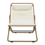 TREXM Yellow Rattan-Wrapped Outdoor Folding Chair Set with Adjustable Backrest, Thick Cushion, and Detachable Headrest for Poolside, Beach, Backyard, Deck, and Camping
