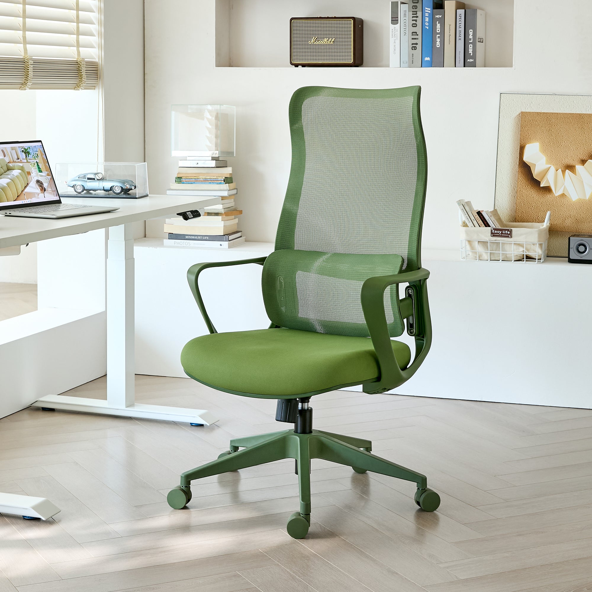 Green Ergonomic Office Chair – Heavy Duty Mesh Desk Chair, 350LBS Capacity, Adjustable Lumbar Support & Molded Foam Seat