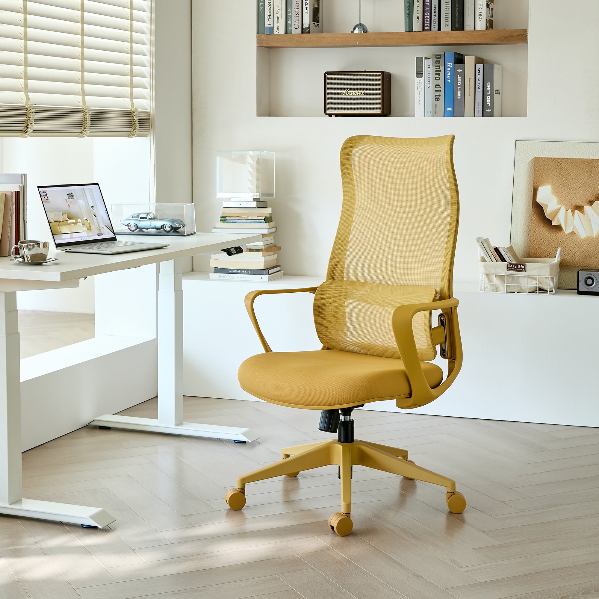 Yellow Ergonomic Office Chair – Heavy Duty Mesh Desk Chair, 350LBS Capacity, Adjustable Lumbar Support & Molded Foam Seat